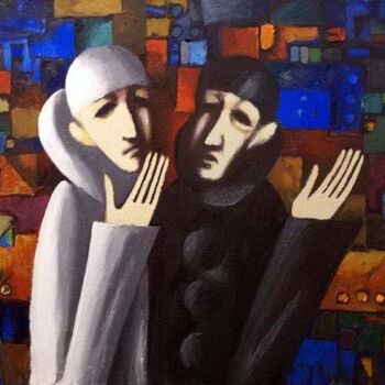 Peinture intitulée "Шёпот" par Andrey Shustov, Œuvre d'art originale, Huile