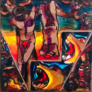 Painting titled "Artemis and Actaeon…" by Andrey Tsers, Original Artwork, Acrylic