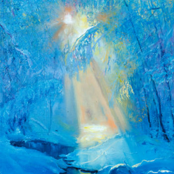 Painting titled "Зимнее солнце" by Andrei Iakovlev, Original Artwork, Oil