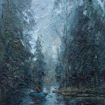 Pintura titulada "Осенний туман" por Andrei Iakovlev, Obra de arte original, Oleo