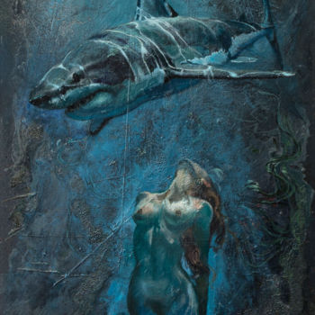 Peinture intitulée "Под водой" par Andrei Iakovlev, Œuvre d'art originale, Huile