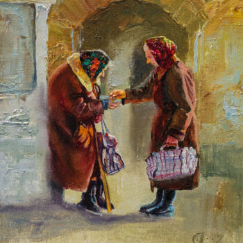 Картина под названием "Подаяние" - Андрей Яковлев, Подлинное произведение искусства, Масло