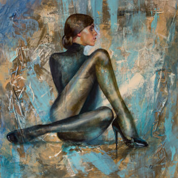 Painting titled "Модница" by Andrei Iakovlev, Original Artwork, Oil