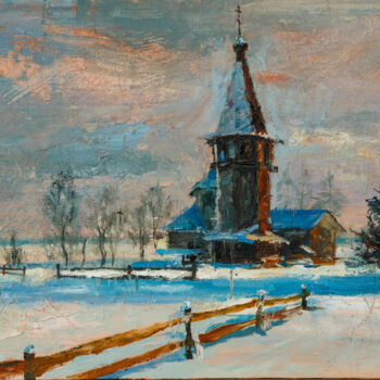 Картина под названием "Старая церковь" - Андрей Яковлев, Подлинное произведение искусства, Масло