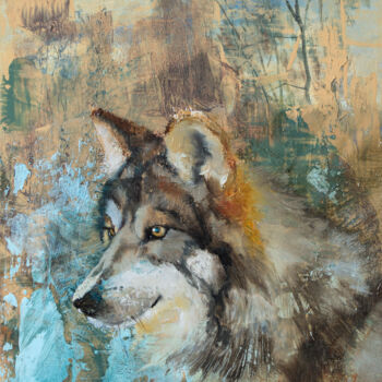 Картина под названием "Молодая волчица" - Андрей Яковлев, Подлинное произведение искусства, Масло