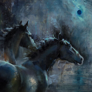 Картина под названием "Чёрная Луна" - Андрей Яковлев, Подлинное произведение искусства, Масло