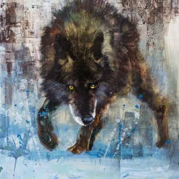 Картина под названием "Одинокий Волк" - Андрей Яковлев, Подлинное произведение искусства, Масло