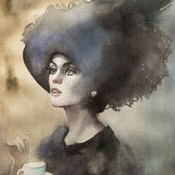 Картина под названием "чашечка кофе" - Андрей Яковлев, Подлинное произведение искусства, Акварель