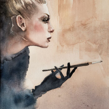Картина под названием "Дым сигарет с менто…" - Андрей Яковлев, Подлинное произведение искусства, Акварель