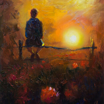 Картина под названием "Тихое прощание с вн…" - Андрей Яковлев, Подлинное произведение искусства, Масло