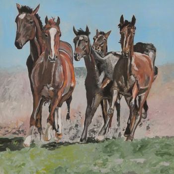 Картина под названием "Young horse" - Andrey Schukin, Подлинное произведение искусства, Акрил