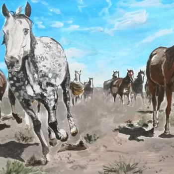 Pintura intitulada "Herd of time" por Andrey Schukin, Obras de arte originais, Acrílico