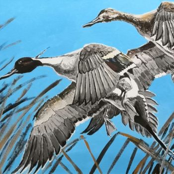 Картина под названием "The ducks have arri…" - Andrey Schukin, Подлинное произведение искусства, Акрил