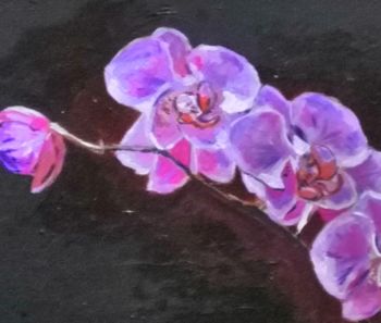 Pintura titulada "Розовая орхидея" por Andrey Schukin, Obra de arte original, Acrílico