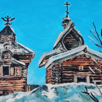 Peinture intitulée "Зима в Тальцах" par Andrey Schukin, Œuvre d'art originale, Acrylique