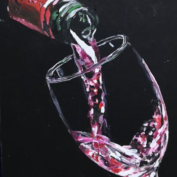 Pintura titulada "A glass of red wine" por Andrey Schukin, Obra de arte original, Acrílico