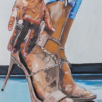 Картина под названием "Джинсы и каблуки" - Andrey Schukin, Подлинное произведение искусства, Акрил