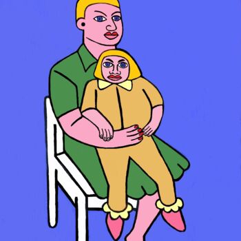 Grafika cyfrowa / sztuka generowana cyfrowo zatytułowany „Sitting on mothers…” autorstwa Andries De Jong, Oryginalna praca,…