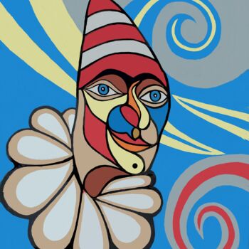 Digital Arts titled "Head of a clown" by Andries De Jong, Original Artwork, Digital Painting