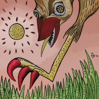 Arte digitale intitolato "Greedy bird" da Andries De Jong, Opera d'arte originale, Pittura digitale