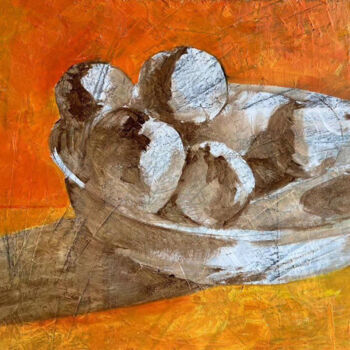 Pittura intitolato "Apples" da Andrii Davydenko, Opera d'arte originale, Olio Montato su Telaio per barella in legno