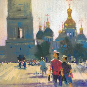 Drawing titled "Summer day on Sofia…" by Andrii Kovalyk, Original Artwork, Pastel