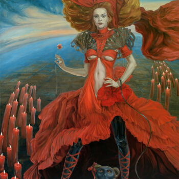 Malarstwo zatytułowany „Flame” autorstwa Andrii Zhukov, Oryginalna praca, Olej