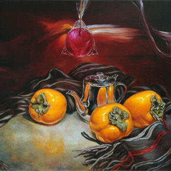 Painting titled "Warm Still Life" by Andrii Zhukov, Original Artwork, Oil