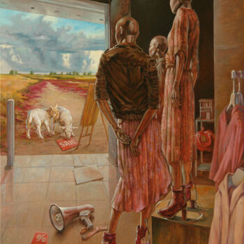 Картина под названием "The Indifferent Wat…" - Andrii Zhukov, Подлинное произведение искусства, Масло