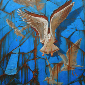 Painting titled "Seagull" by Andrii Zhukov, Original Artwork, Oil
