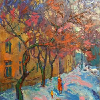 Painting titled "Winter" by Andriy Chebotaru, Original Artwork, Oil