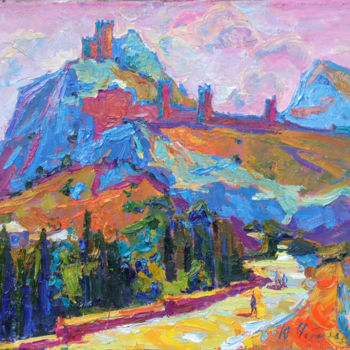 Painting titled "Fortress in Crimea" by Andriy Chebotaru, Original Artwork, Oil