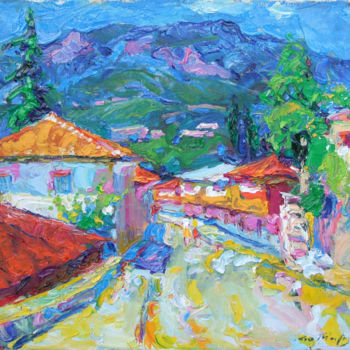 Painting titled "Street in Crimea" by Andriy Chebotaru, Original Artwork, Oil