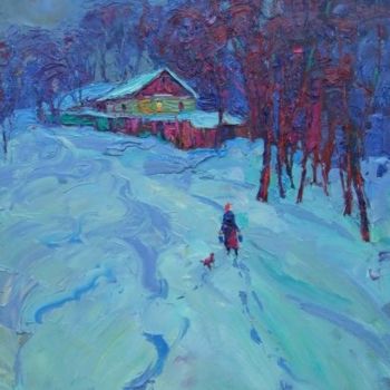 Painting titled "Way home" by Andriy Chebotaru, Original Artwork, Oil