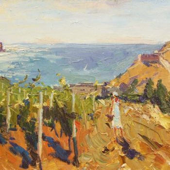 Painting titled "Sudak,Crimea" by Andriy Chebotaru, Original Artwork, Oil