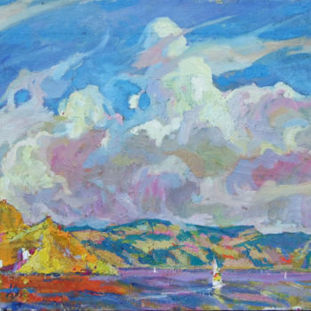 Painting titled "Clouds" by Andriy Chebotaru, Original Artwork, Oil
