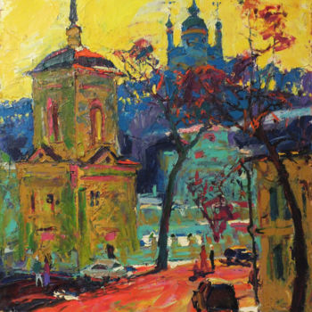 Painting titled "Podol, Kiev" by Andriy Chebotaru, Original Artwork, Oil