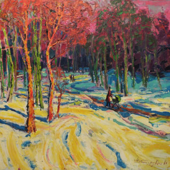 Malarstwo zatytułowany „Sunny day, winter” autorstwa Andriy Chebotaru, Oryginalna praca, Olej