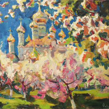 Painting titled "Spring" by Andriy Chebotaru, Original Artwork, Oil