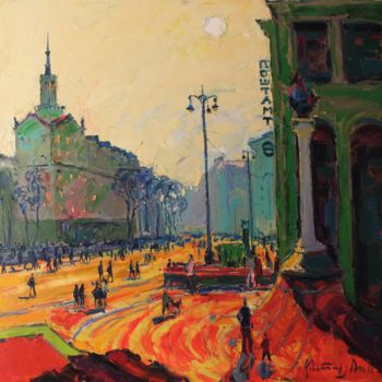 Pintura titulada "Evening in Kiev" por Andriy Chebotaru, Obra de arte original, Oleo