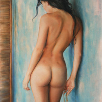 Painting titled "Figure.Blue" by Andriy Markiv, Original Artwork, Oil