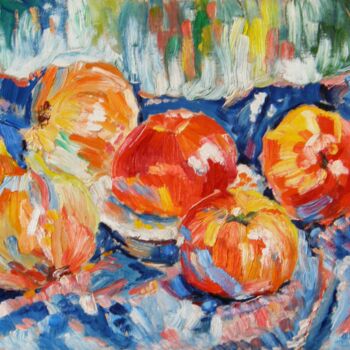 Картина под названием "cebule pomidor i ja…" - Andrzej Lawrenc (Eryk Maler), Подлинное произведение искусства, Масло