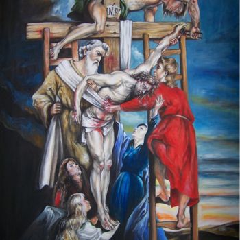 Pintura titulada "Stacja XIII" por Andrzej Myśliwiec, Obra de arte original, Oleo