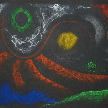 Painting titled "Cosmogonicas" by Andrzej Szkandera, Original Artwork, Pastel