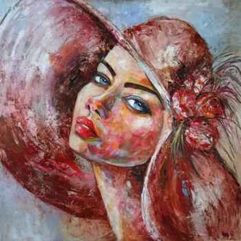 Painting titled "Woman in hat" by Andy Gakova, Original Artwork, Oil