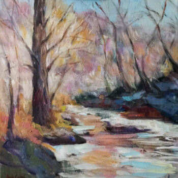 Pintura intitulada "Autumn river" por Andy Gakova, Obras de arte originais, Acrílico