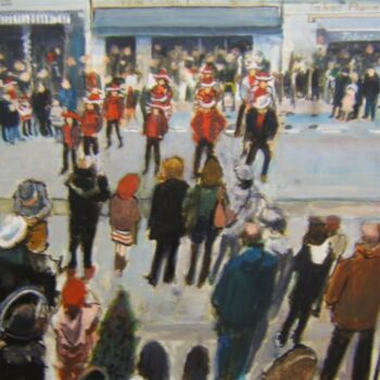 Painting titled "la foule" by Andy Hudson, Original Artwork, Oil