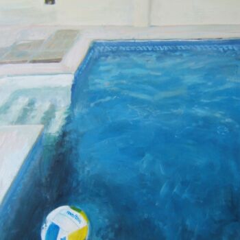 Painting titled "La piscine -5 le ba…" by Andy Hudson, Original Artwork, Oil Mounted on Wood Stretcher frame