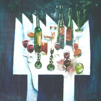 Painting titled "Table -5: the party" by Andy Hudson, Original Artwork, Oil