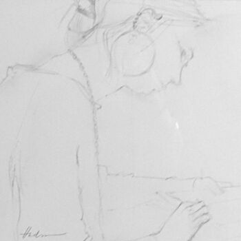 Drawing titled "Girl reading" by Andy Hudson, Original Artwork, Pencil Mounted on Other rigid panel
